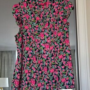 Lilly Pulitzer Pink and blue Floral Blouse